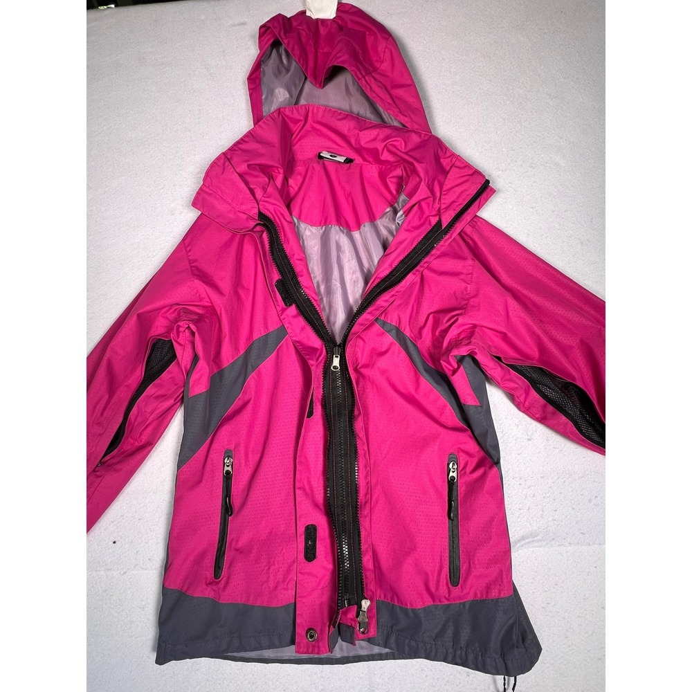 Chaota Hooded Windbreaker Jacket Womens XL Pink Gray Good